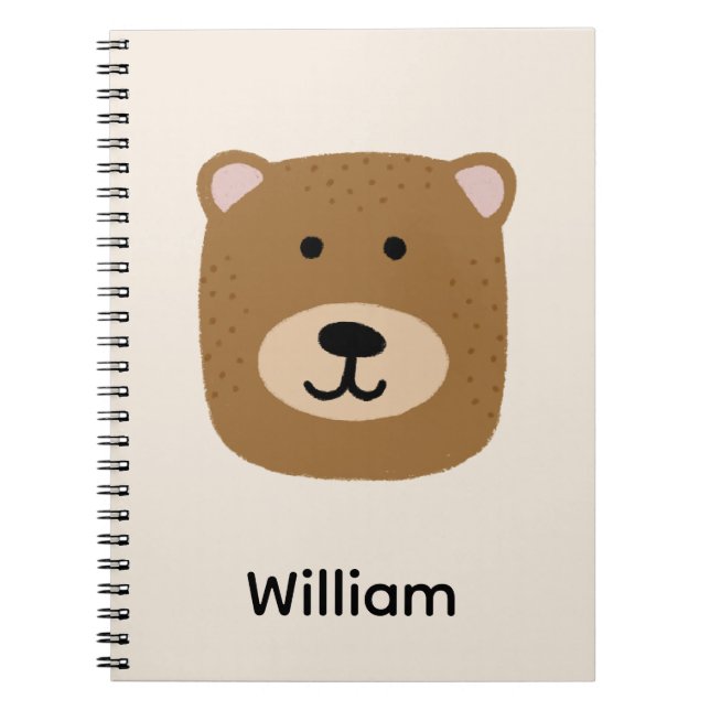 Caderno Espiral Urso marrom fofo (Frente)
