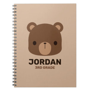 Caderno Espiral Urso Marrom Pequenino Fofo com Nota de Nome Person