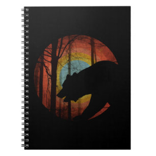CADERNO ESPIRAL URSO NA VINTAGEM FLORESTAL DE MADEIRA