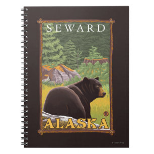 Caderno Espiral Urso Negro na Floresta - Sentem, Alasca