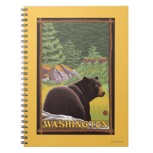 Caderno Espiral Urso Negro na Floresta - Washington