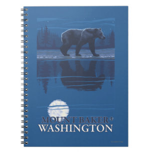 Caderno Espiral Urso no luar - padeiro da montagem, Washington
