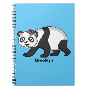 Caderno Espiral Urso panda bonito e feliz com desenho animado