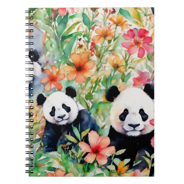Caderno Espiral Urso Panda de Aquarela (Frente)