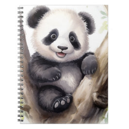 Caderno Espiral Urso Panda Na Árvore De Bambu