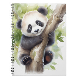 Caderno Espiral Urso Panda Na Árvore De Bambu