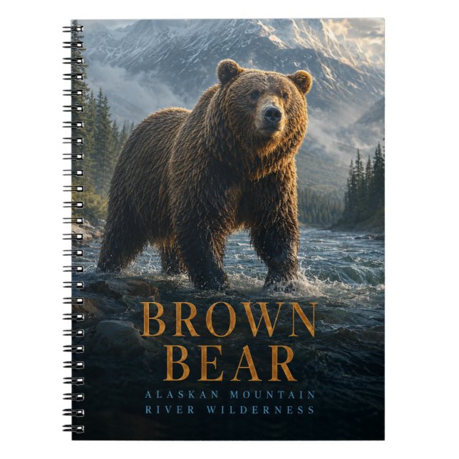 Caderno Espiral Urso Pardo Rio Alaskano ANIMAIS (Frente)
