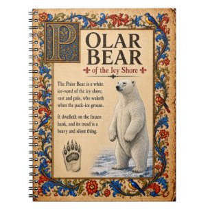 Caderno Espiral Urso Polar, Arte de Bestiário Medieval