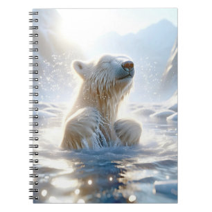 Caderno Espiral Urso Polar Chapinhando na Água do Ártico