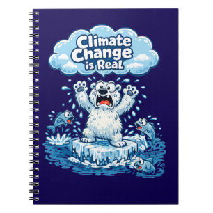 Caderno Espiral Urso Polar Kawaii a Mudança Climática é Real