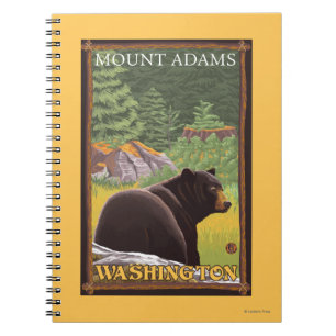 Caderno Espiral Urso preto na floresta - montagem Adams,