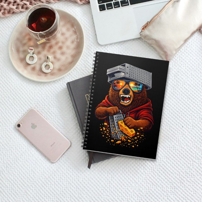 Caderno Espiral Urso Retro Com Chapéu Espeto de Queijo e Óculos de (Criador carregado)