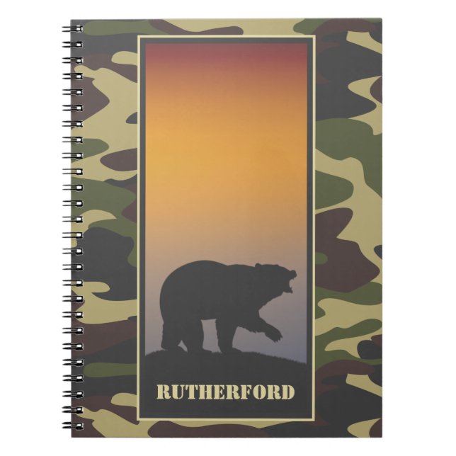 Caderno Espiral Urso rugindo e espiral Camo (Frente)