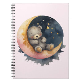 Caderno Espiral Urso Sonolento na Lua