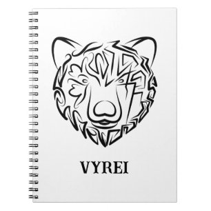 Caderno Espiral Urso Tribal Negro e Branco