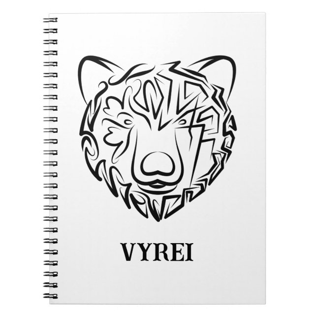 Caderno Espiral Urso Tribal Negro e Branco (Frente)