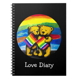 Caderno Espiral Ursos Personalizáveis com Casal LGBT Sinalizador A