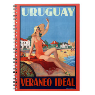 Caderno Espiral Uruguai Veraneo - Poster de Viagens vintage ideal