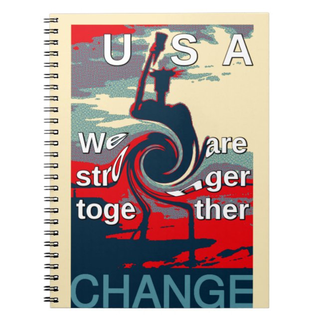 Caderno Espiral USA Change: Unity Design mais forte junto (Frente)