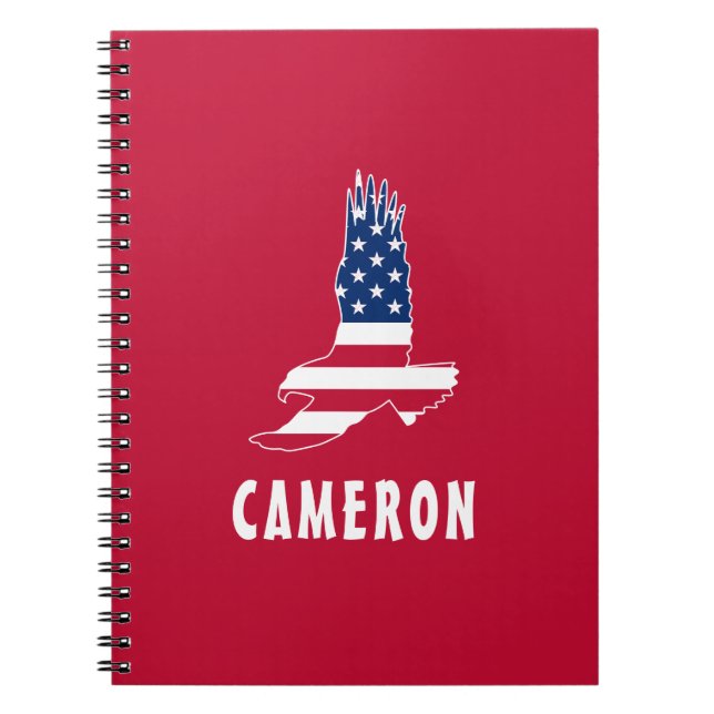 Caderno Espiral USA Flag American Eagle America 4th Of Julho Name (Frente)
