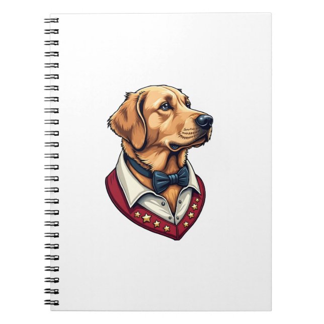 Caderno Espiral USA Golden Retriever Vintage Patriotic Dog Shirt (Frente)