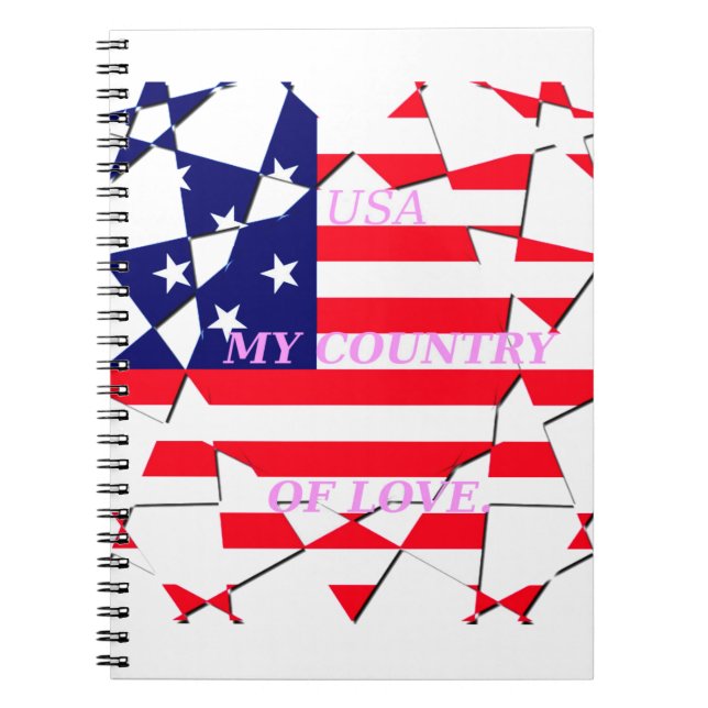 Caderno Espiral USA Star Spangled Love My Country of Love (Frente)
