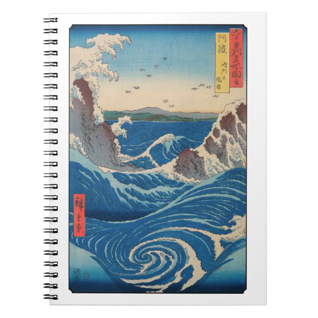 Caderno Espiral Utagawa Hiroshige - Naruto Whirlpool, Província de (Frente)