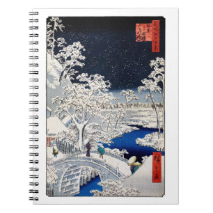 Caderno Espiral Utagawa Hiroshige - Ponte do Tambor em Meguro