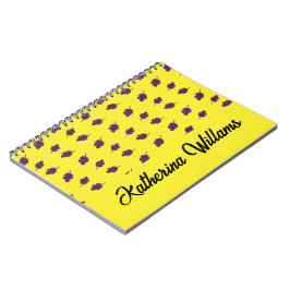 Caderno Espiral Uvas roxas personalizadas amarelas