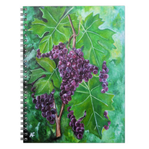 Caderno Espiral Uvas Vermelhas em uma Videira de Agosto por Alfred