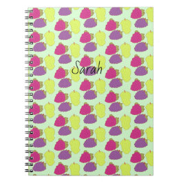 Caderno Espiral Uvas Vermelhas, Verdes E Roxas
