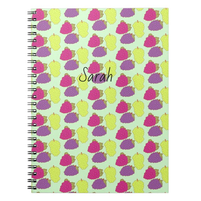 Caderno Espiral Uvas Vermelhas, Verdes E Roxas (Frente)