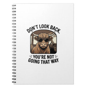 Caderno Espiral Vaca Alta Funny Não Olhe Para Trás Retro