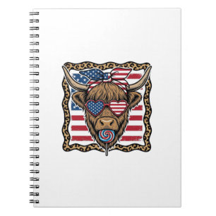 Caderno Espiral Vaca Alta Patriótica Gráfica de Bandeira Vintage_1