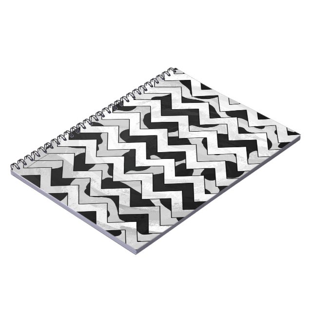 Caderno Espiral Vaca Cevron Preta e Branca (Left Side)