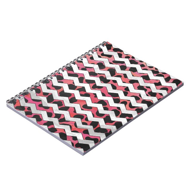 Caderno Espiral Vaca Cevron rosa e preto (Left Side)