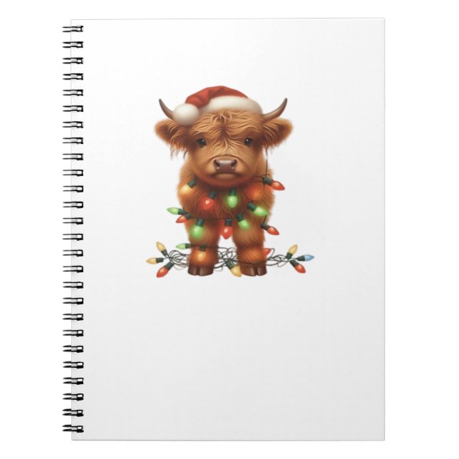 Caderno Espiral Vaca Clássica da Escócia natalícia T-Shirt (Frente)