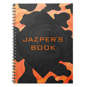 Caderno Espiral Vaca com Monograma Preto e Laranja Impresso
