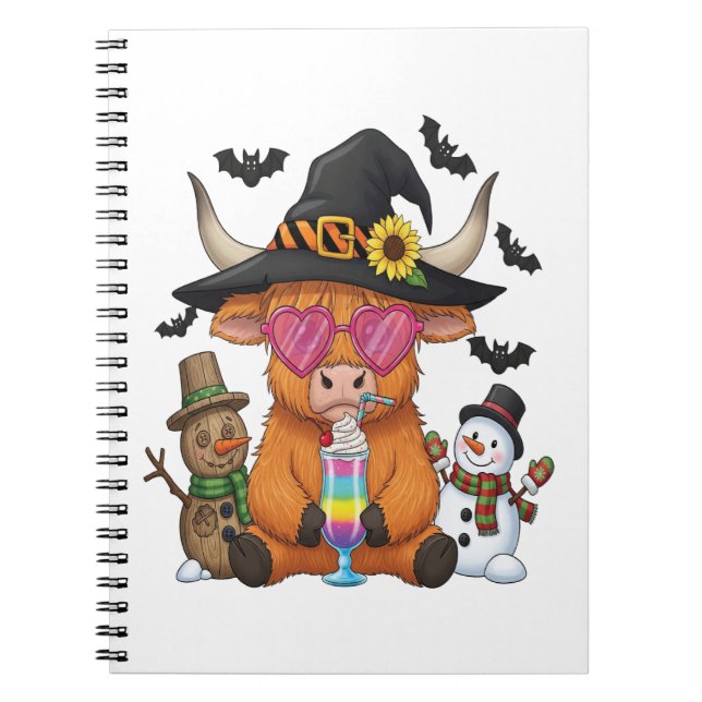 Caderno Espiral Vaca do Halloween Highland (2) (Frente)