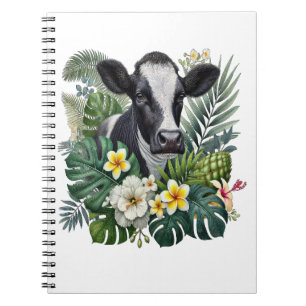 Caderno Espiral Vaca em Floral Jungle Png, Vaca Tropical