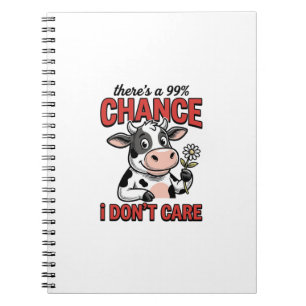 Caderno Espiral Vaca Engraçada Chance Eu Não Cuido Vintage