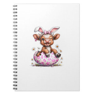Caderno Espiral Vaca engraçada coelho de Páscoa vacas Highland fof