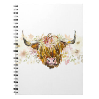 Caderno Espiral Vaca Floral de Terras Altas Cujas Terras Altas