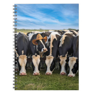 Caderno Espiral Vaca Holstein Vestindo um Chapéu de Cowboy