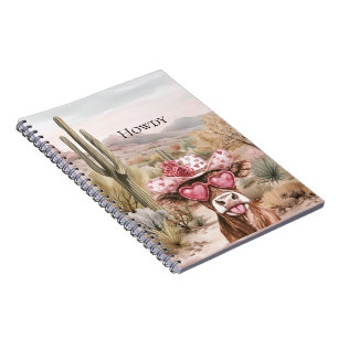 Caderno Espiral Vaca ocidental viva em óculos de sol cor-de-rosa
