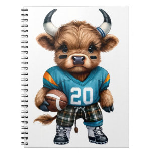 Caderno Espiral Vacas das Terras Altas e Futebol Americano