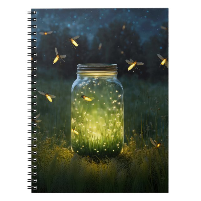 Caderno Espiral Vagalumes brilhantes em jato de vidro (Frente)
