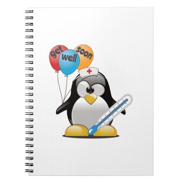 Caderno Espiral Vai logo. Enfermeira de pinguins. (Frente)