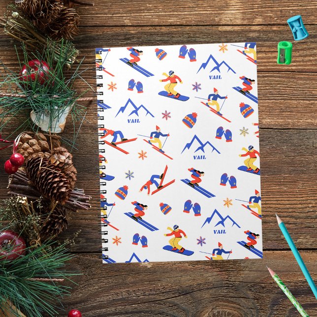 Caderno Espiral Vail Rockies Colorado Ski Snowboard Pattern (Criador carregado)