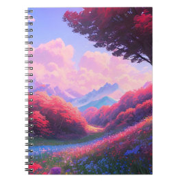 Caderno Espiral Vale com Flora Vermelha e Azul